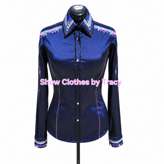 XL Navy blue stretch taffeta day shirt