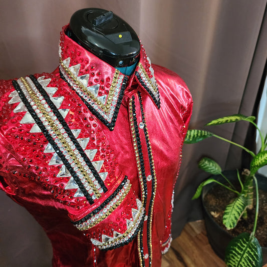 Small Metallic Red stretch day shirt