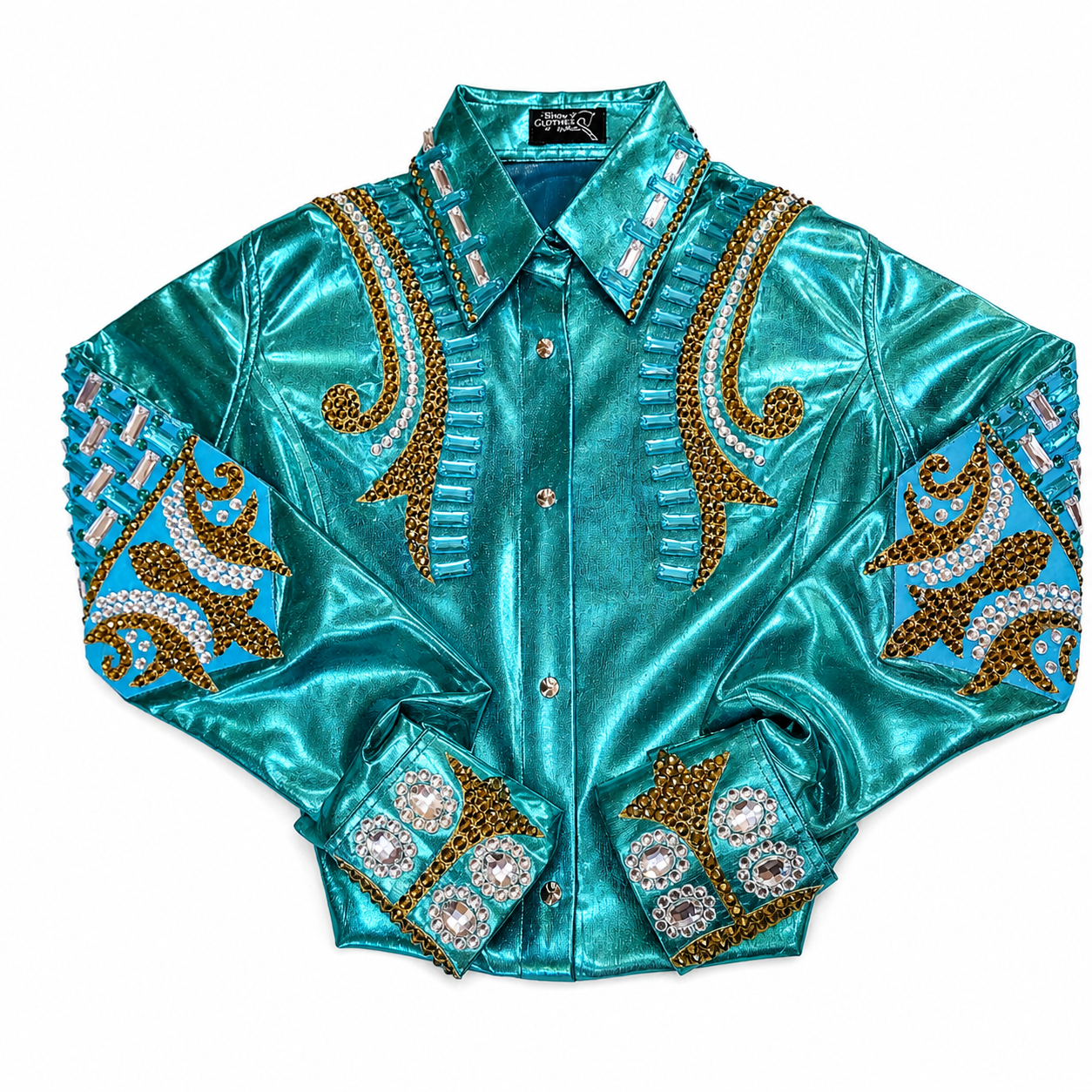 Small Turquoise metallic stretch day shirt
