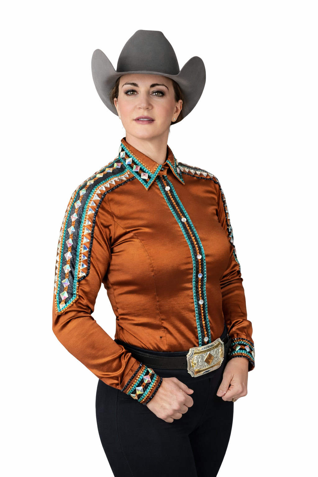 Large Rust Brown & Teal day shirt