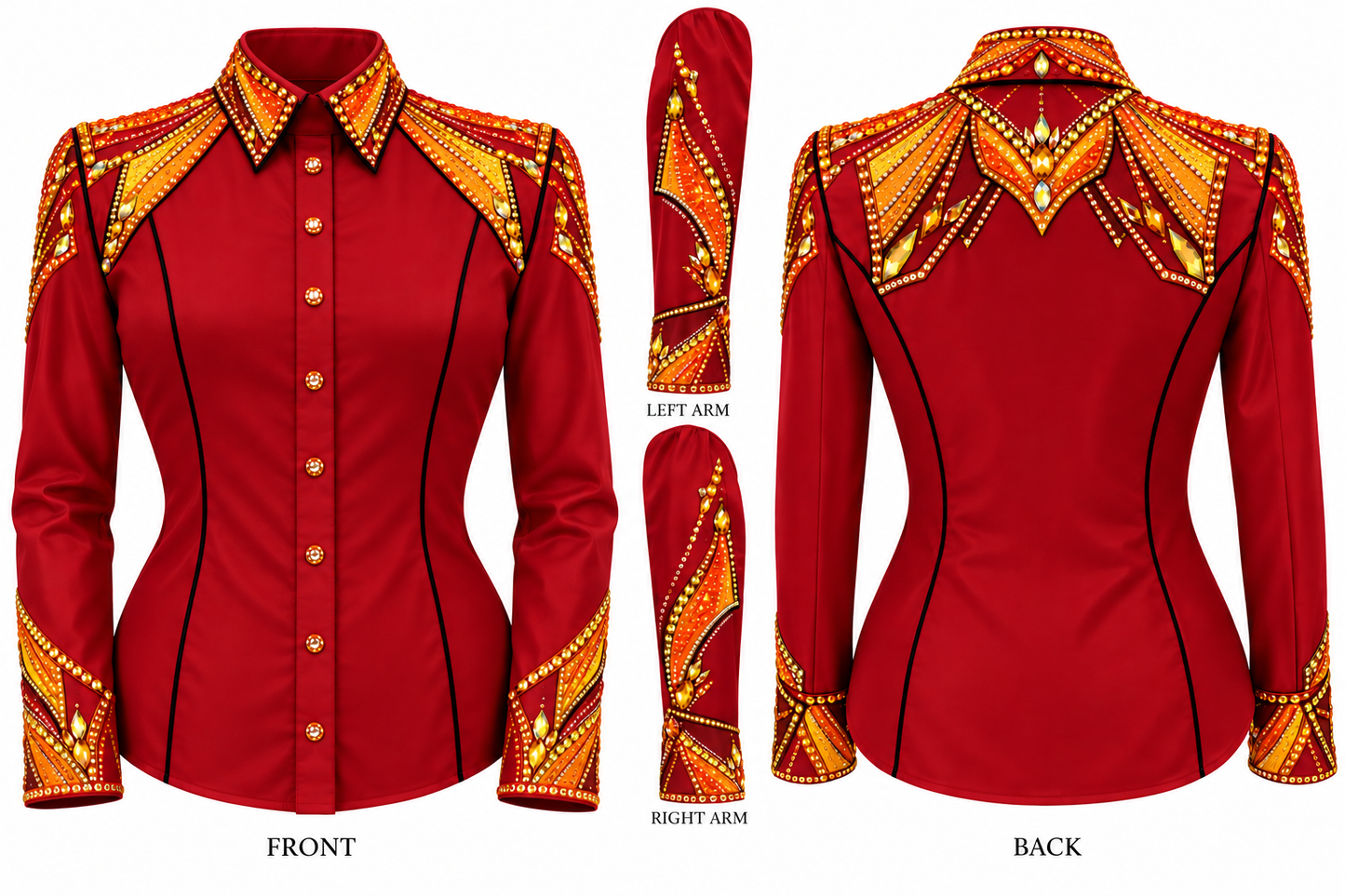 CUSTOM ORDER Fire Engine Red stretch taffeta day shirt