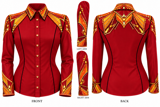CUSTOM ORDER Fire Engine Red stretch taffeta day shirt