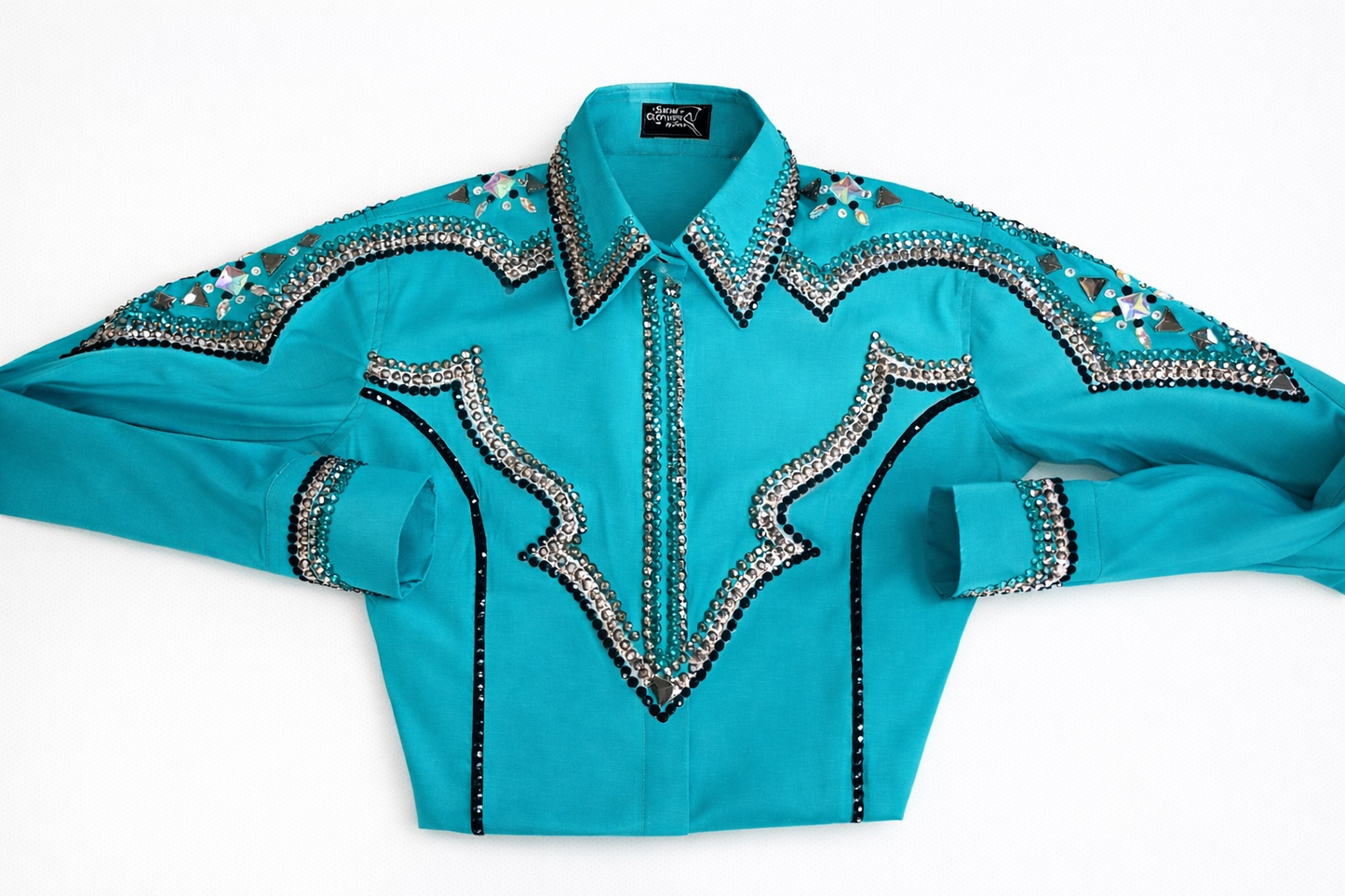 CUSTOM ORDER Teal stretch taffeta day shirt