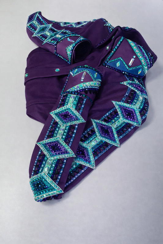CUSTOM ORDER Purple & turquoise taffeta day shirt