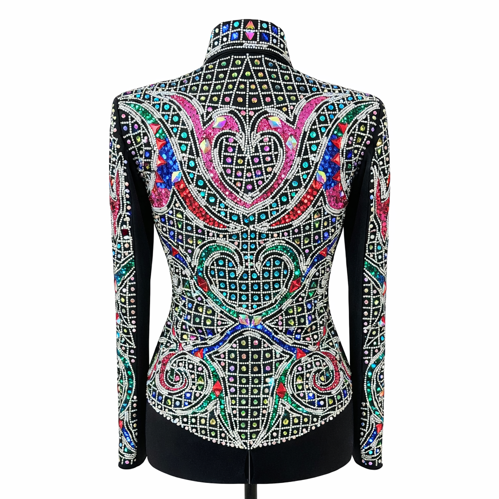 A Small black & rainbow Kaleidoscope jacket