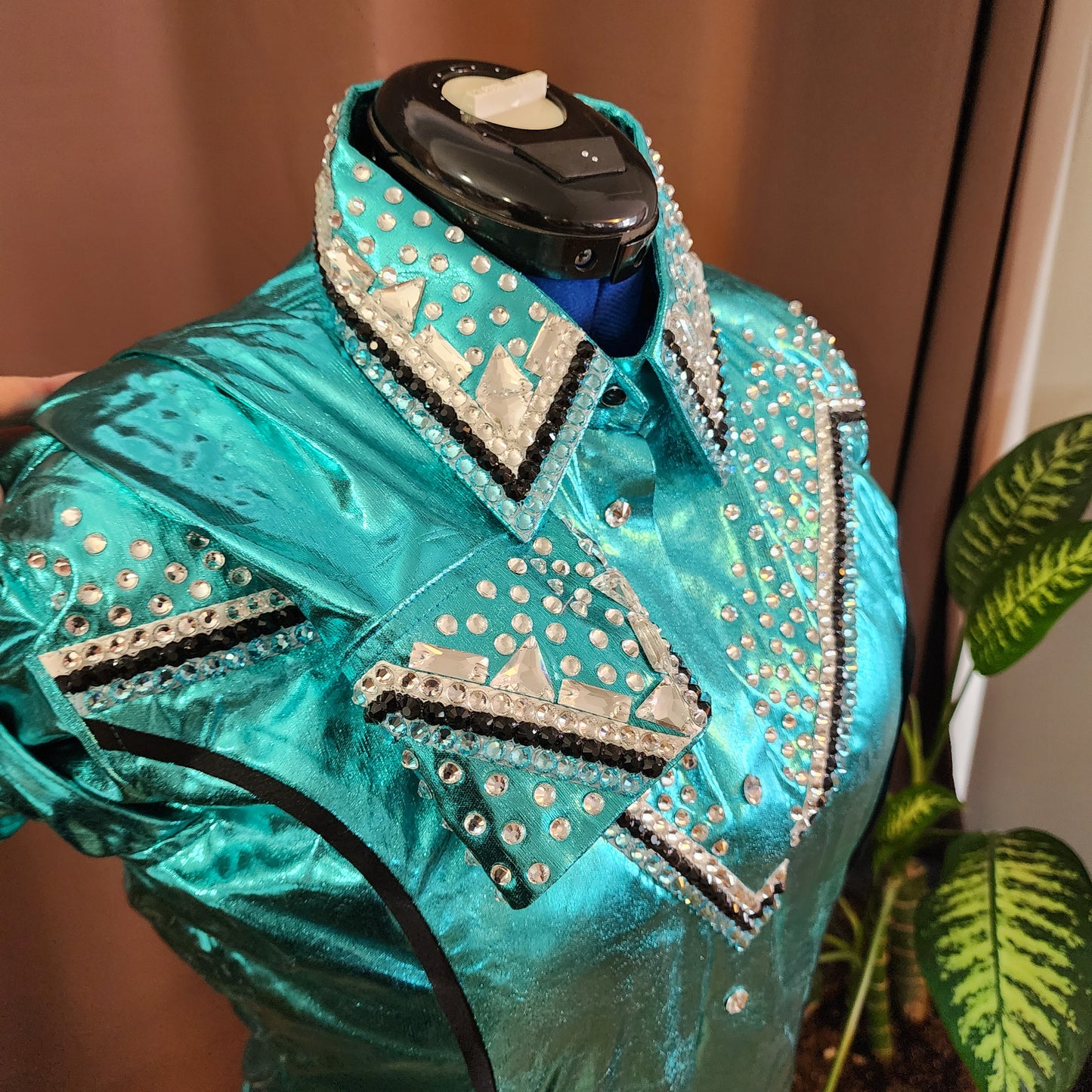 XL Turquoise Metallic stretch day shirt