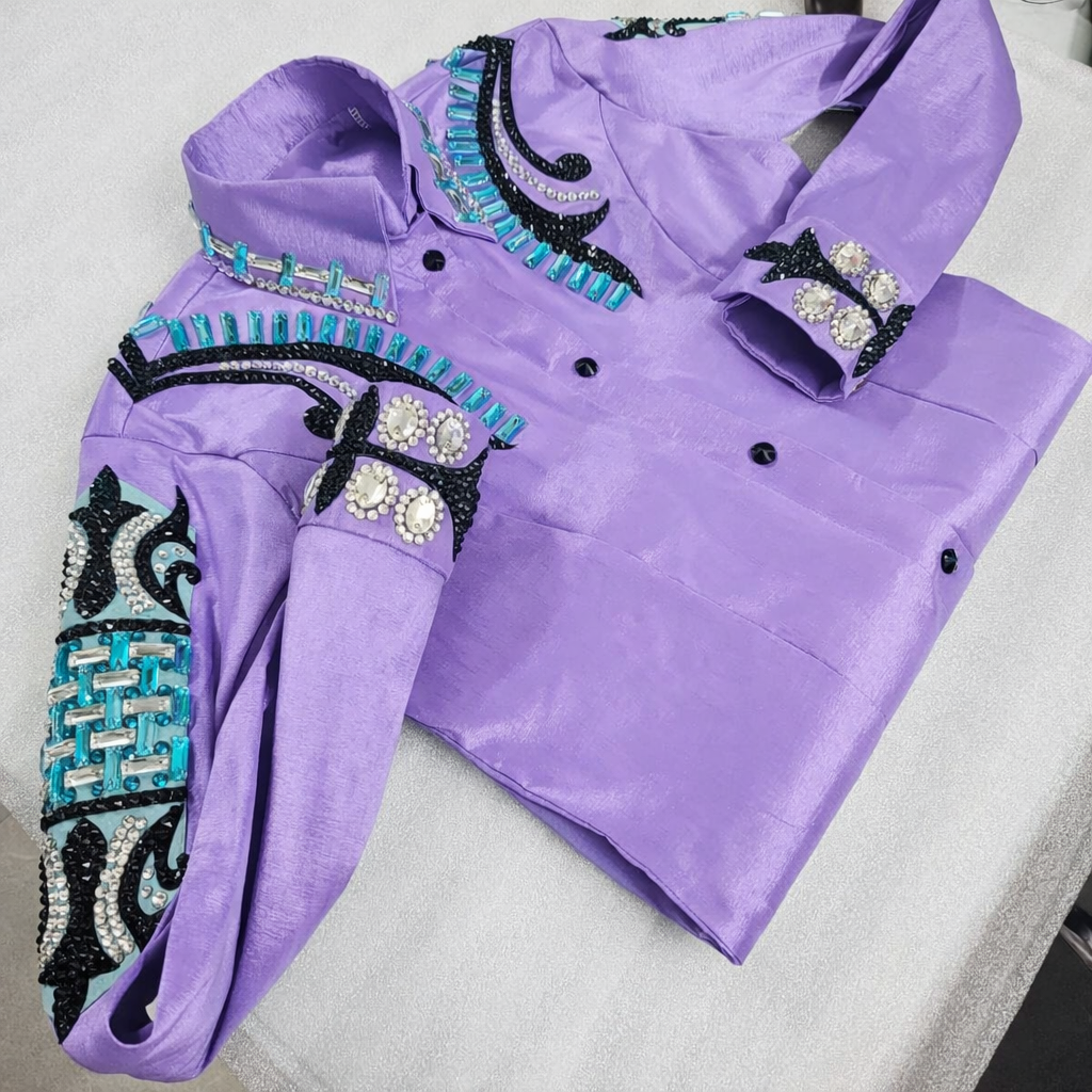 CUSTOM ORDER Lavender stretch taffeta day shirt