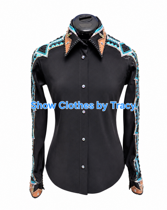 Small Black stretch taffeta day shirt