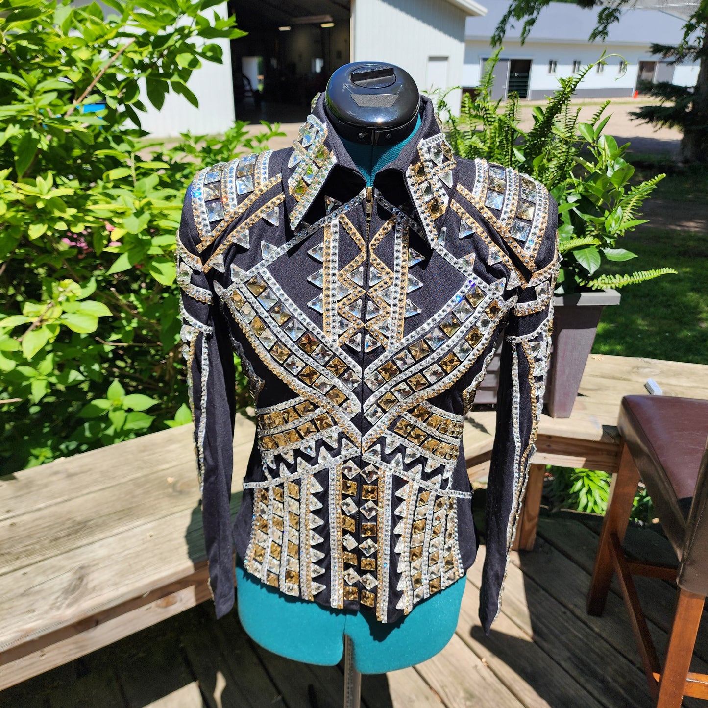 Youth XL/XS Black & gold showmanship jacket
