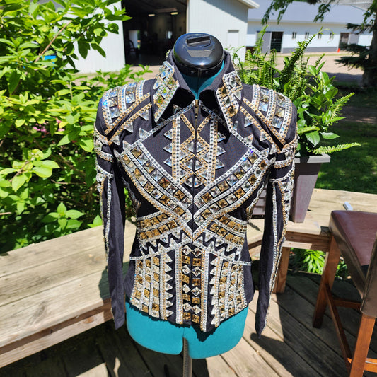 Youth XL/XS Black & gold showmanship jacket