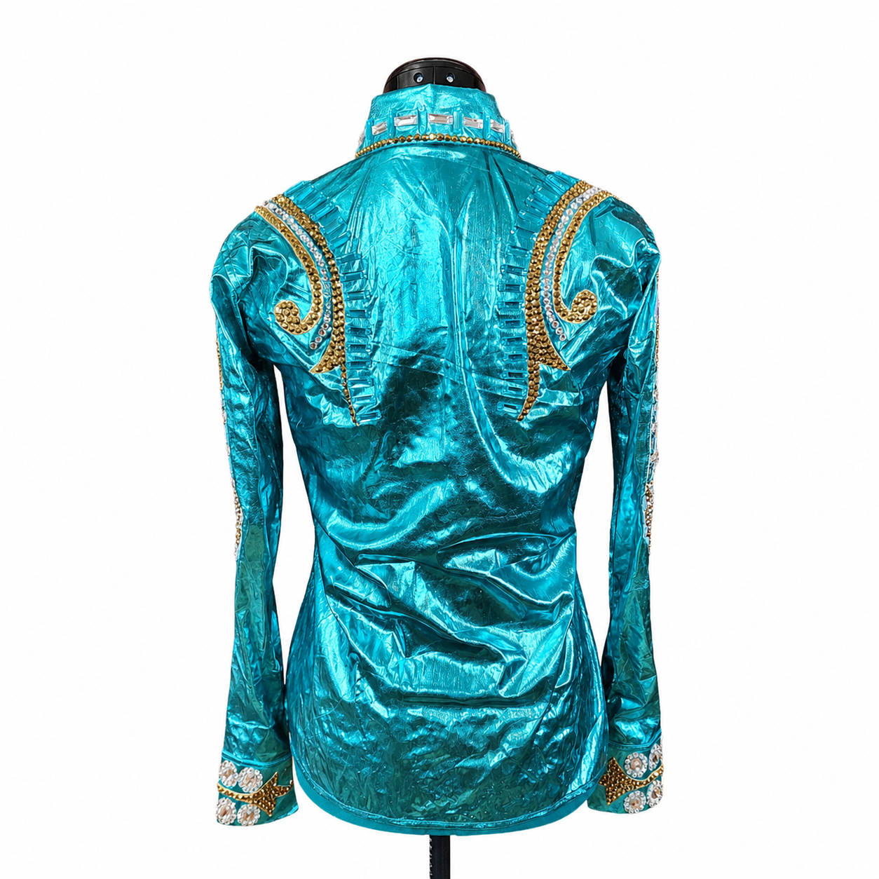 Small Turquoise metallic stretch day shirt