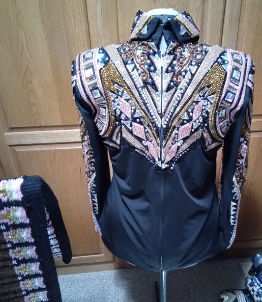 CUSTOM Pink Gold Copper Black Horsemanship Top