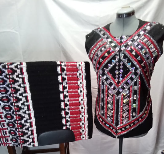 CUSTOM Red & Silver Vest, shirt & Pad