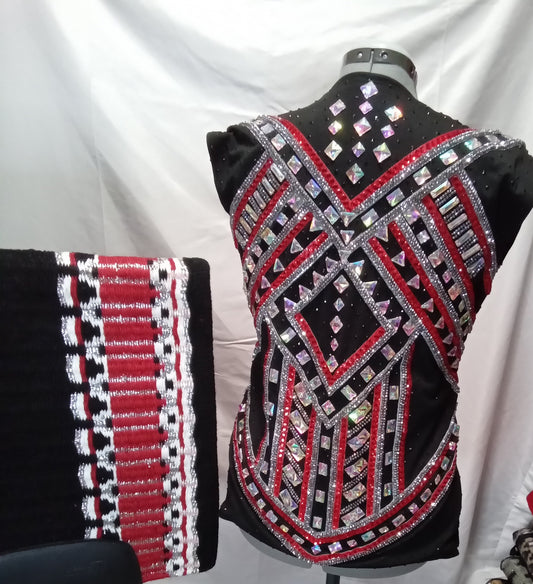 CUSTOM Red & Silver Vest, shirt & Pad