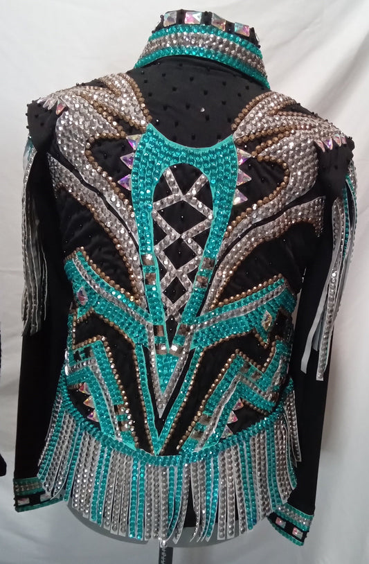 CUSTOM Turquois & Black Vest, Shirt, & Pad set