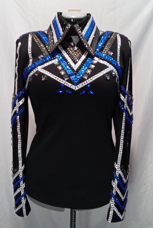 CUSTOM Black & Blue Horsemanship Top