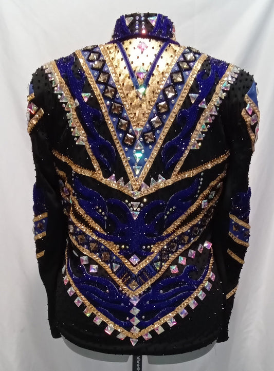 CUSTOM Black Navy & Gold Showmanship Jacket