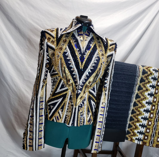 CUSTOM Navy Gold & White Jacket