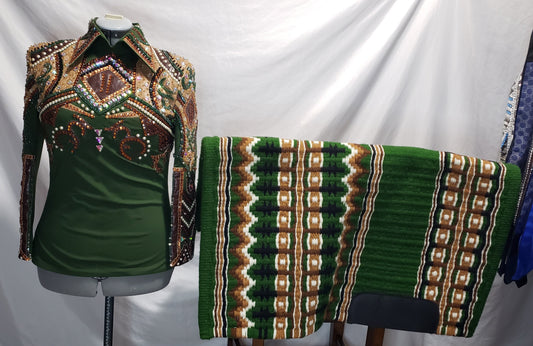 CUSTOM Olive green top & pad set