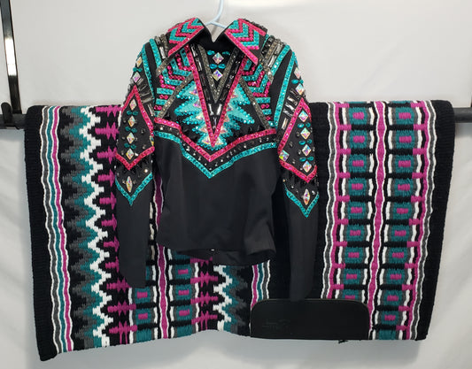 CUSTOM Youth Black fuchsia & teal set