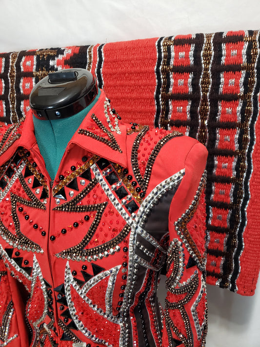 CUSTOM Red & Chocolate Western Pleasure Jacket & pad set