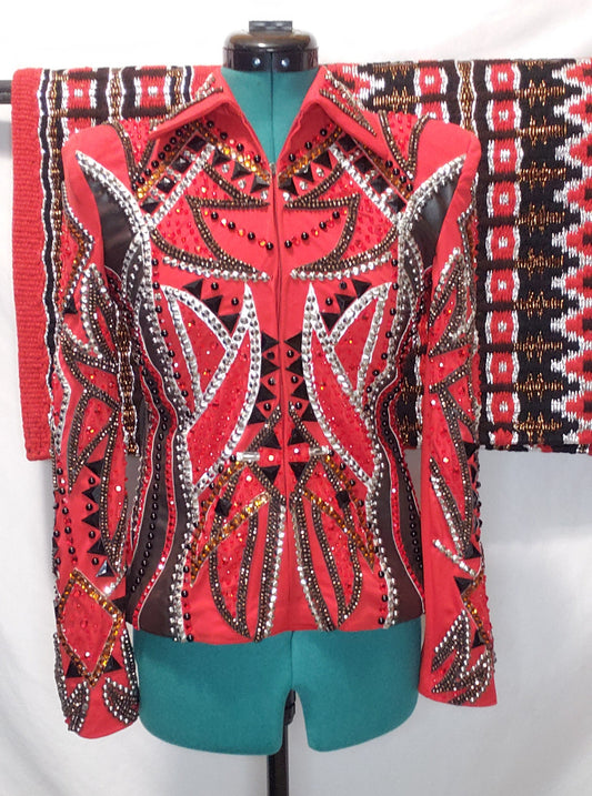 CUSTOM Red & Chocolate Western Pleasure Jacket & pad set