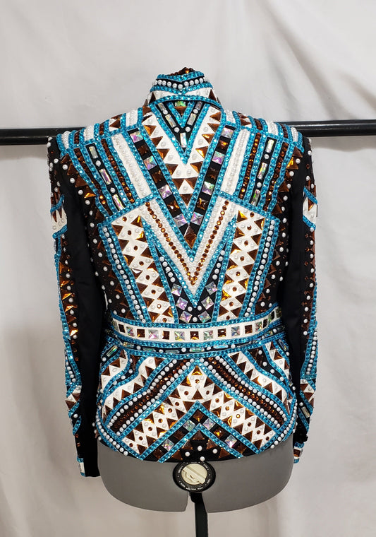 CUSTOM Black Turquoise Bronze & White jacket