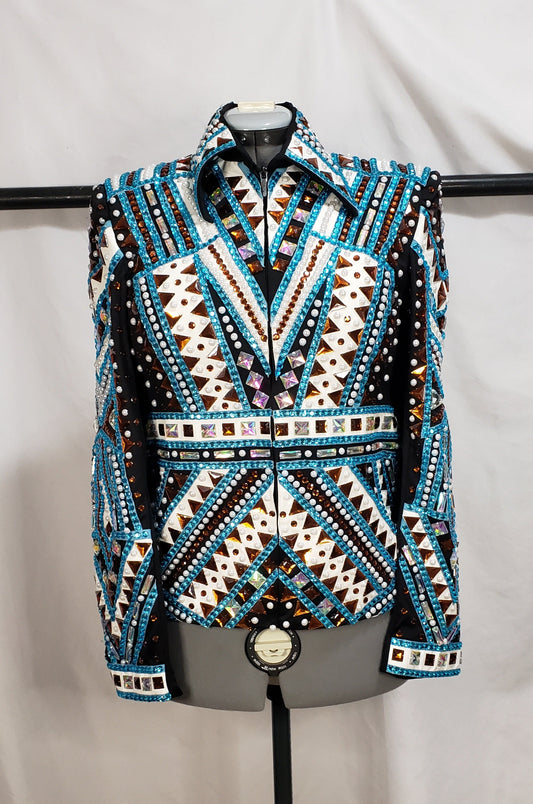 CUSTOM Black Turquoise Bronze & White jacket