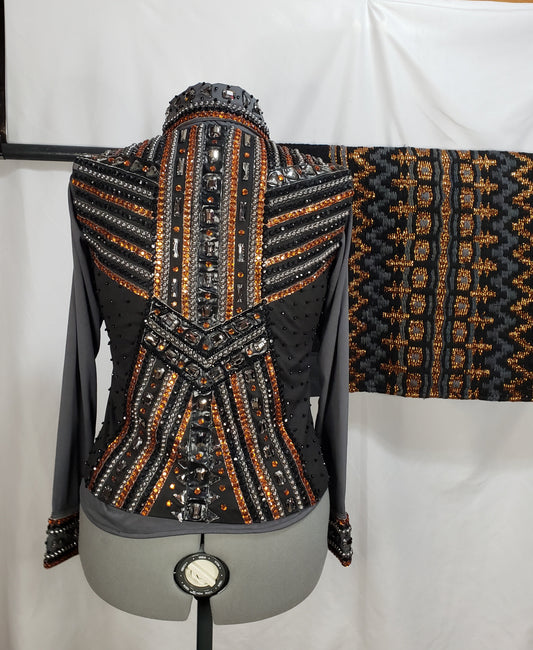 CUSTOM Hematite & Copper vest, shirt & pad set