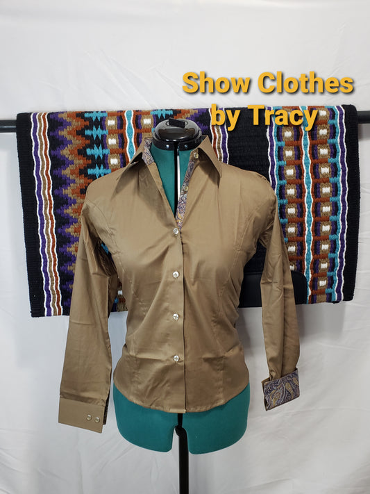 B XS Tan & Paisley Shirt