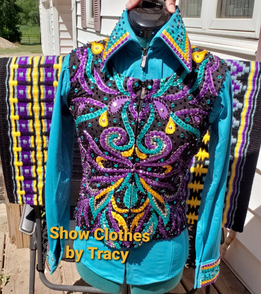 CUSTOM Black, teal, purple, & yellow set