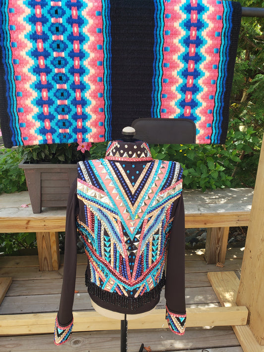 CUSTOM Coral Teal & Peach Vest Shirt & PAd set