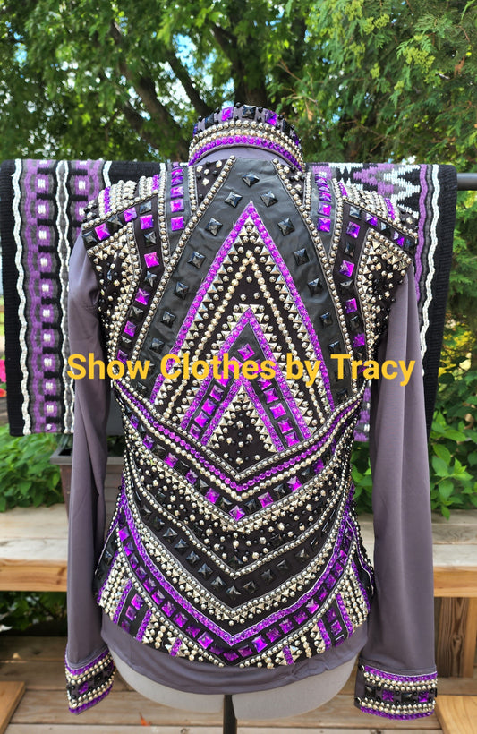 CUSTOM Black & Purple Vest, Shirt, & pad set