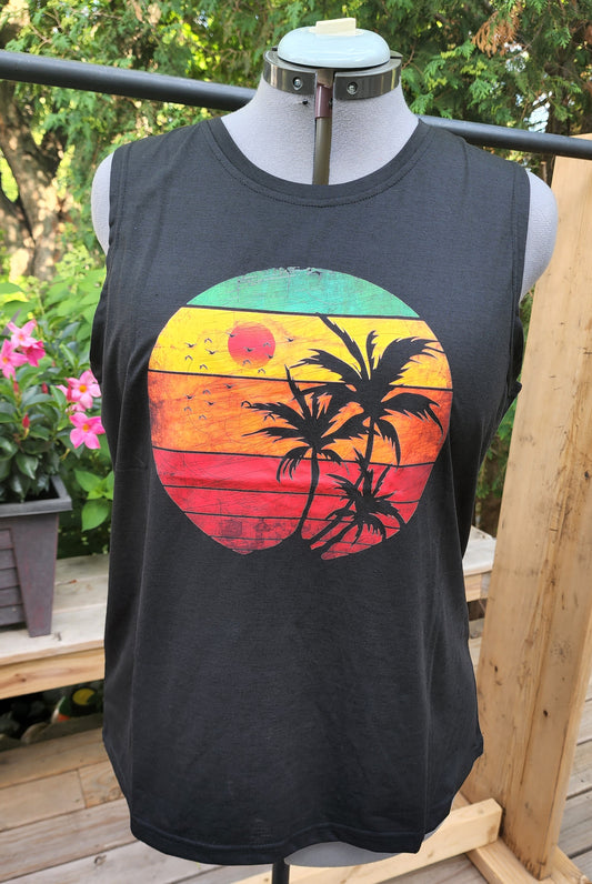 Sun Coconut Tree Tank Top