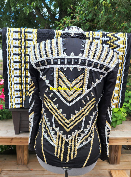 CUSTOM Black, Champagne, & Silver Showmanship jacket