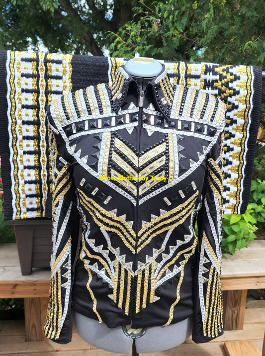 CUSTOM Black, Champagne, & Silver Showmanship jacket