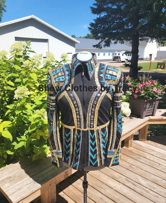 CUSTOM Turquoise Gold & Silver Showmanship Jacket