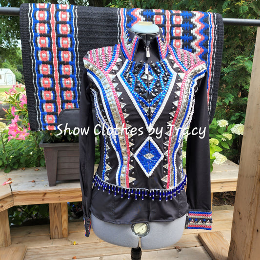 CUSTOM Salmon & Blue Vest, day shirt & pad set