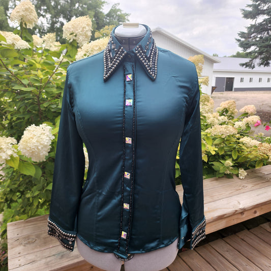 CUSTOM Dark Green Stretch Taffeta Day Shirt