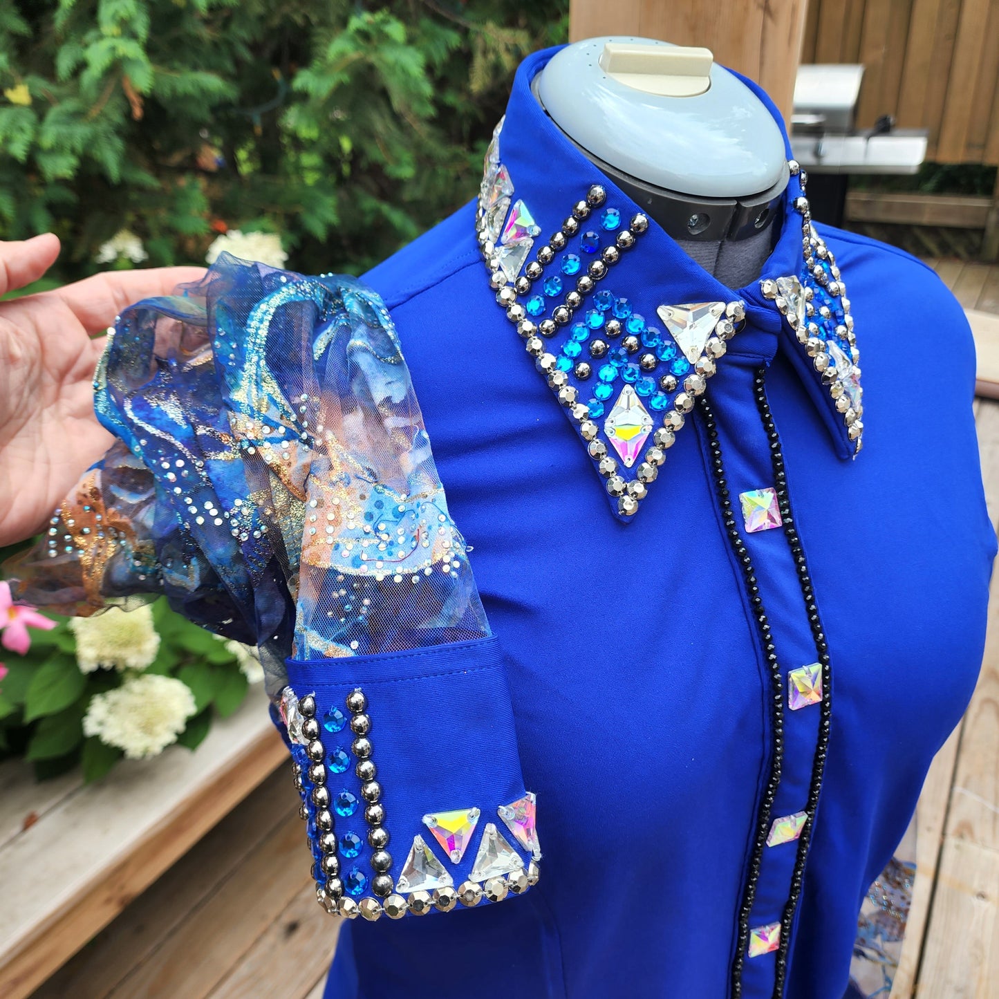 CUSTOM Blue Sheer Sleeve day shirt