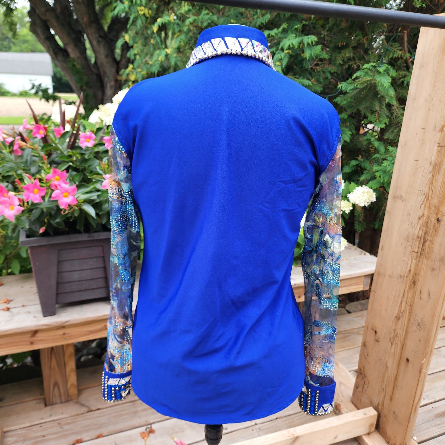 CUSTOM Blue Sheer Sleeve day shirt