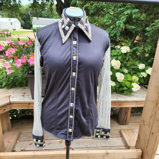 CUSTOM Charcoal & Silver Sheer Sleeve Day Shirt