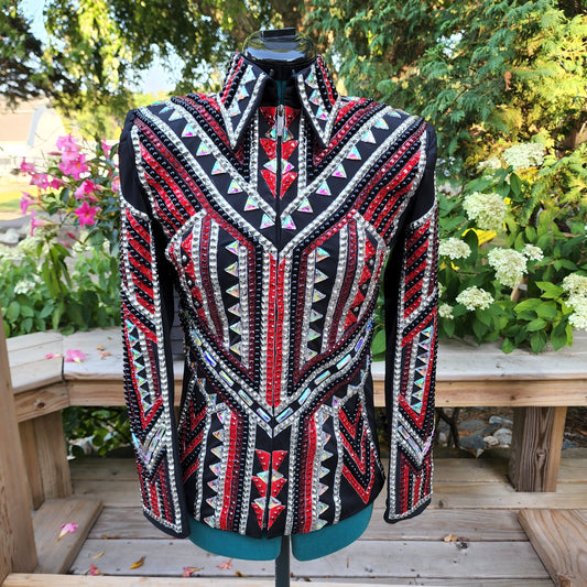 CUSTOM Black Red Burgundy Showmanship Jacket
