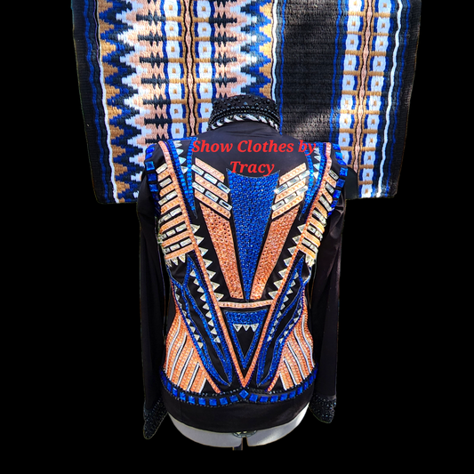 CUSTOM Large Peach & Blue Vest Shirt & Pad set