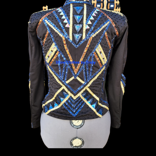 A Medium Black Navy Champagne & Amber Western Pleasure Jacket