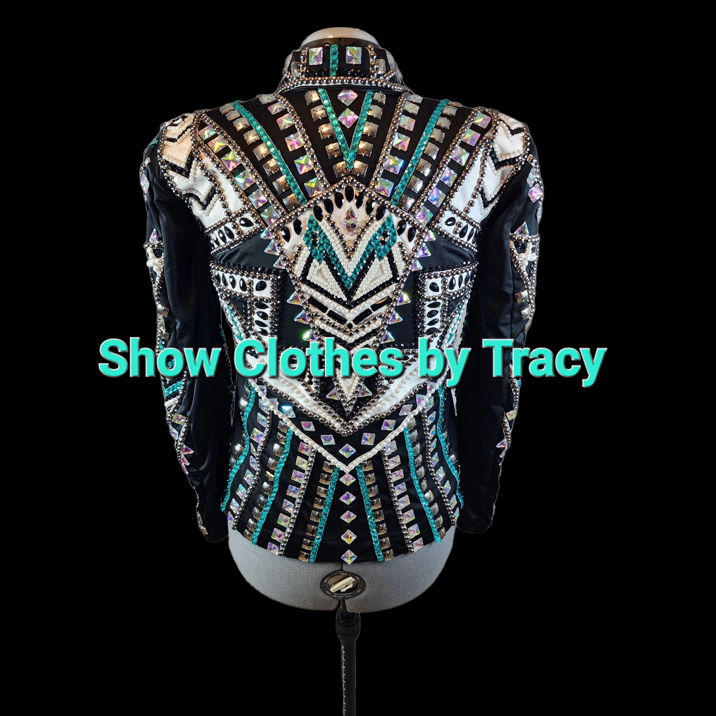 CUSTOM Black white & teal jacket