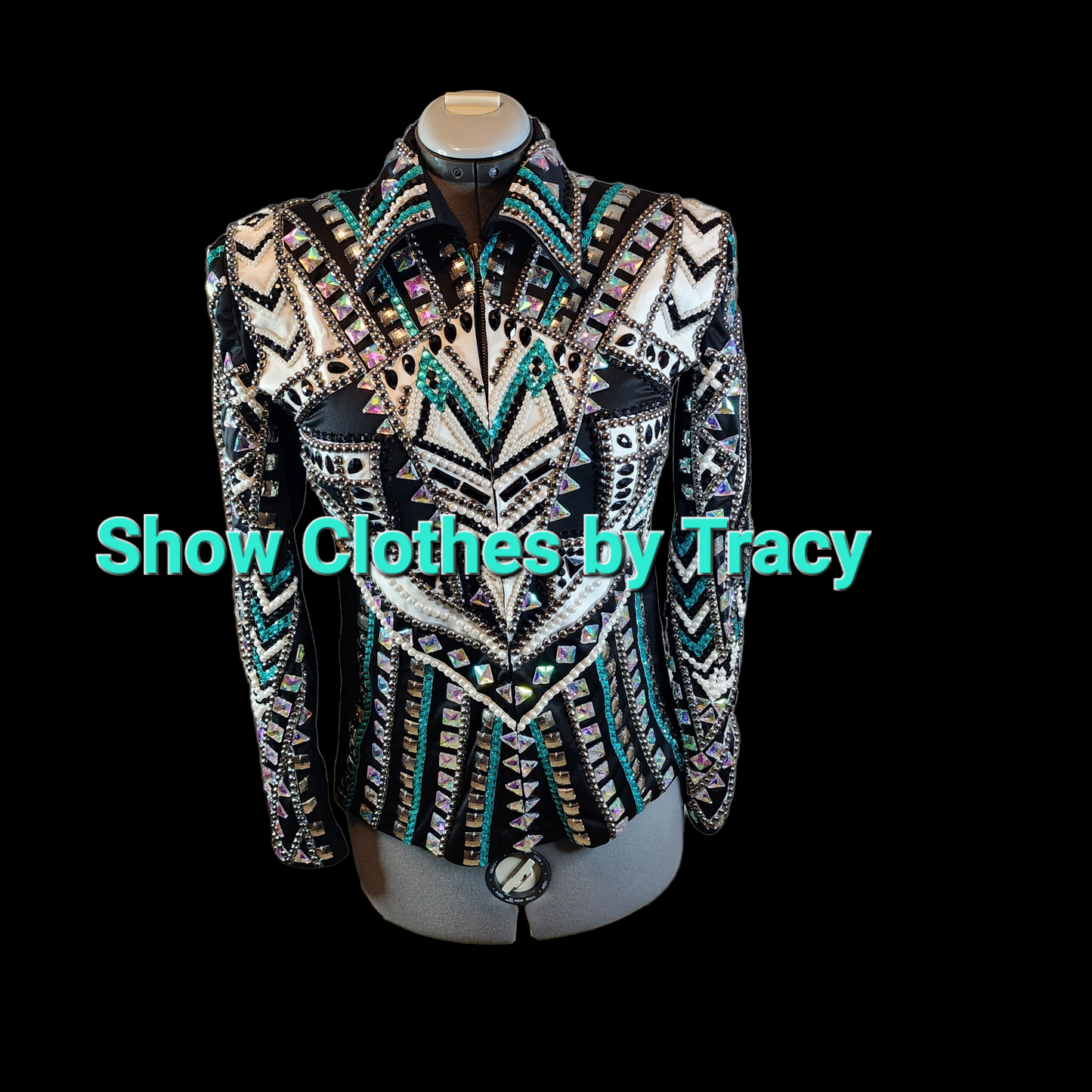 CUSTOM Black white & teal jacket