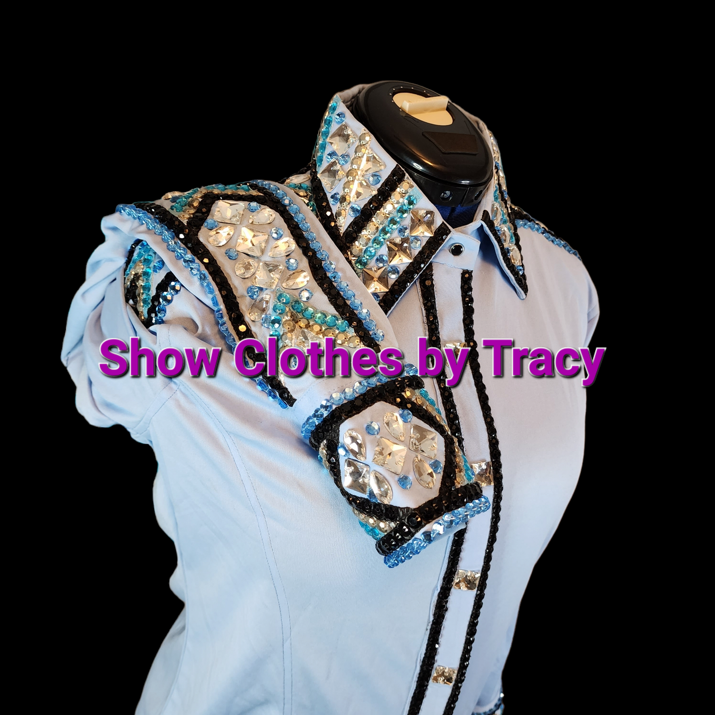 CUSTOM Powder blue full sleeve crystal day shirt