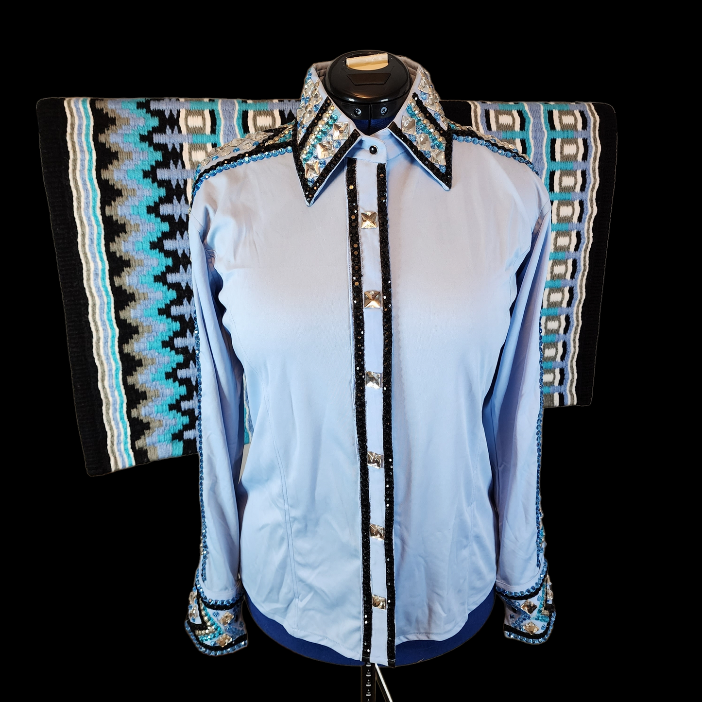 CUSTOM Powder blue full sleeve crystal day shirt