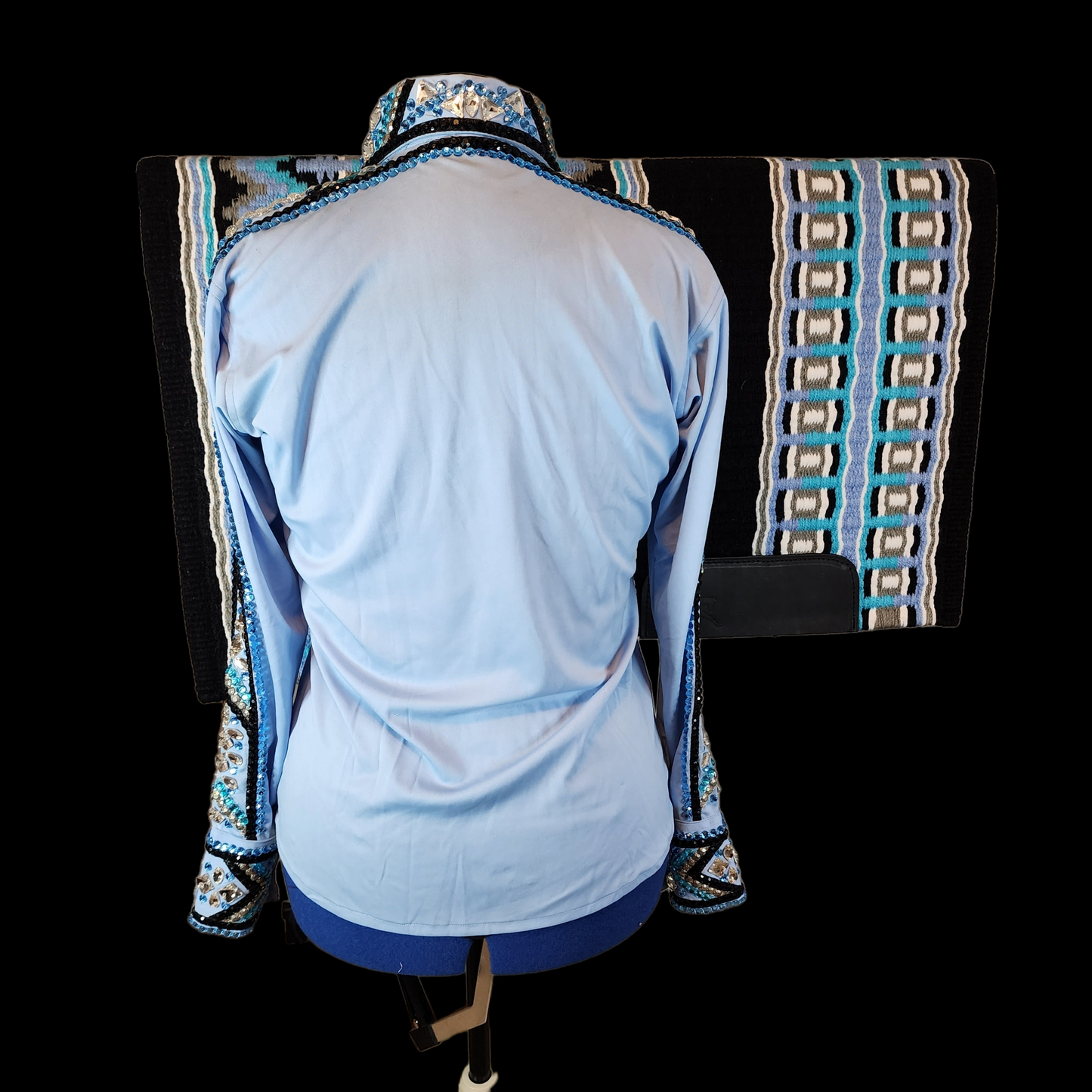 CUSTOM Powder blue full sleeve crystal day shirt